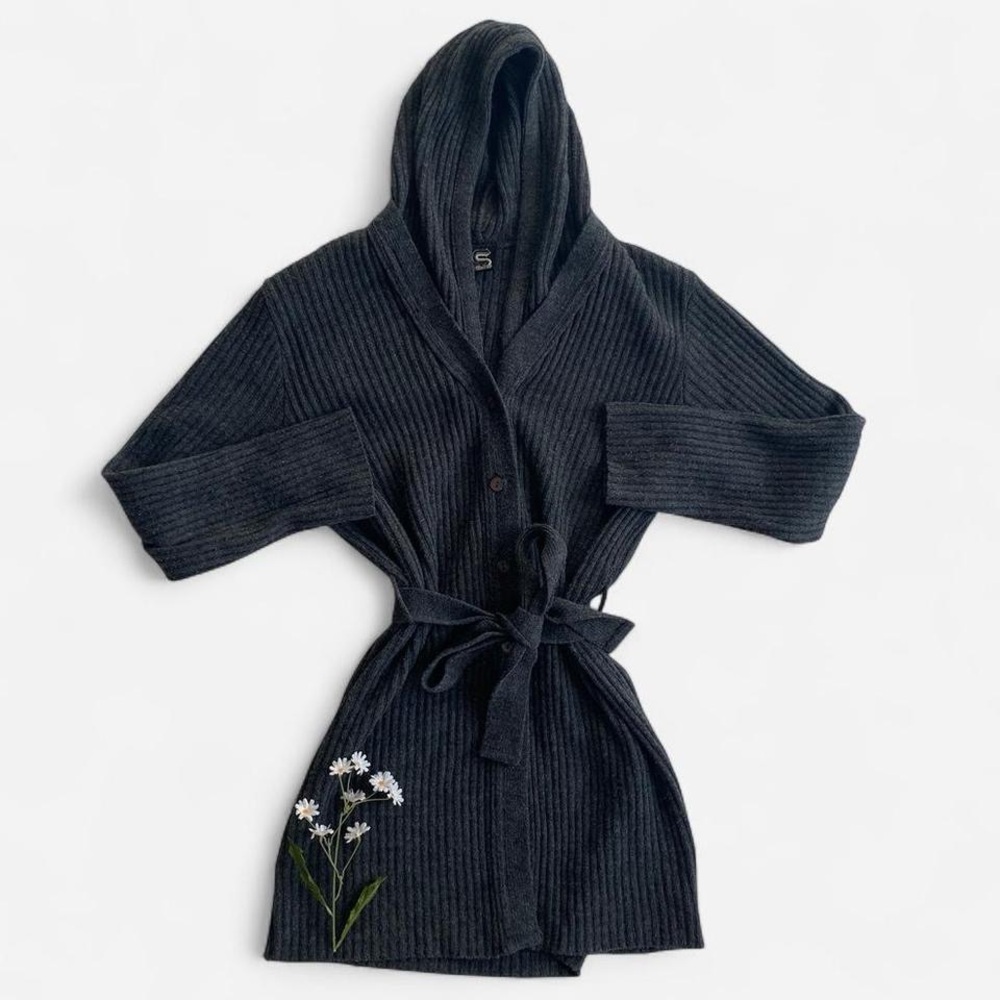 Vintage Y2K gray hooded cardigan